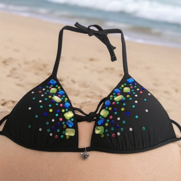 MISS ME BIKINI TOP WITH DECORATIVE FRONT SIZE UNKNOWN VGC - Picture 1 of 12